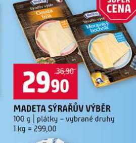 MADETA SÝRAŘŮV VÝBĚR 100 g plátky vybrané druhy