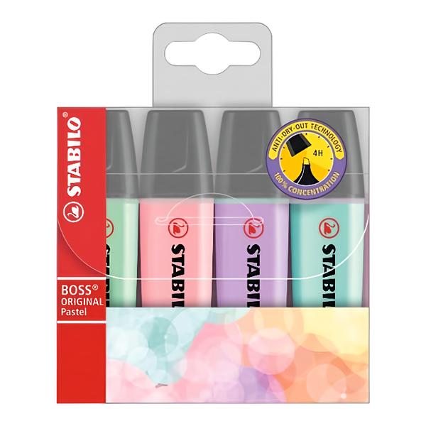 Stabilo Zvýrazňovač - Boss Original Pastel - 4 ks sada - zelená, růžová, fialová, tyrkysová