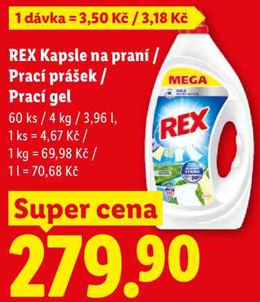 REX Kapsle na praní / Prací prášek / Prací gel, 60 ks