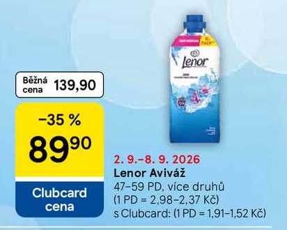 Lenor Aviváž, 47-59 PD, více druhů