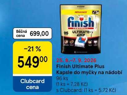 Finish Ultimate Plus Kapsle do myčky na nádobí, 96 ks