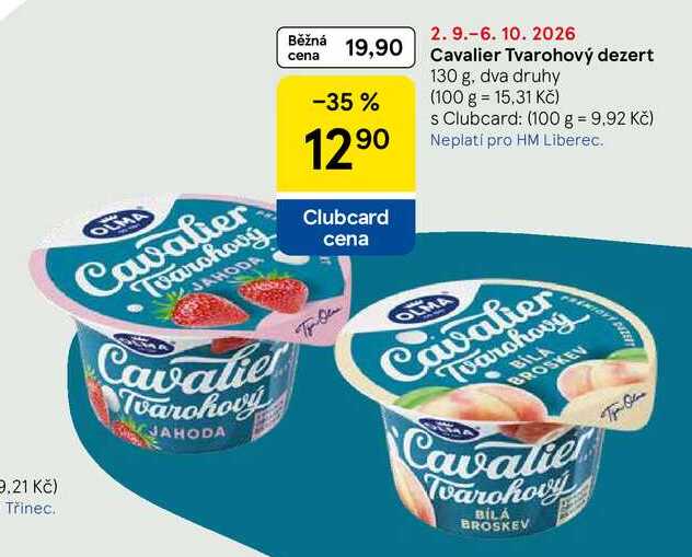 Cavalier Tvarohový dezert, 130 g, dva druhy