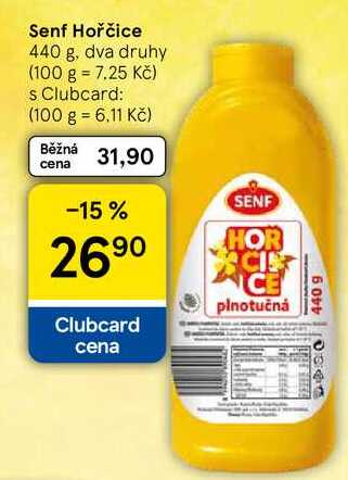 Senf Hořčice, 440 g, dva druhy