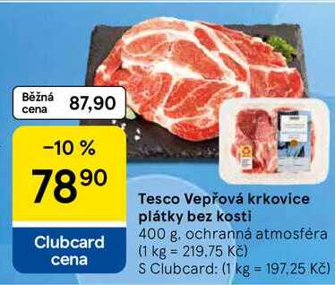 Tesco Vepřová krkovice plátky bez kosti, 400 g 