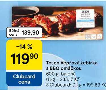 Tesco Vepřová Žebírka s BBQ omáčkou, 600 g, balená  