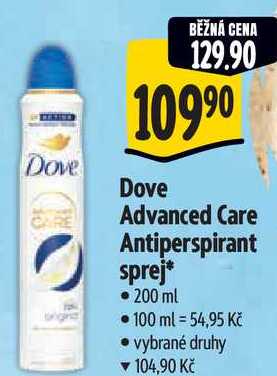 Dove Advanced Care Antiperspirant sprej, 200 ml