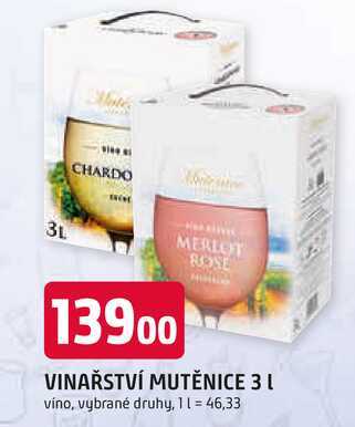 VINAŘSTVÍ MUTĚNICE 3 L vino, vybrané druhy
