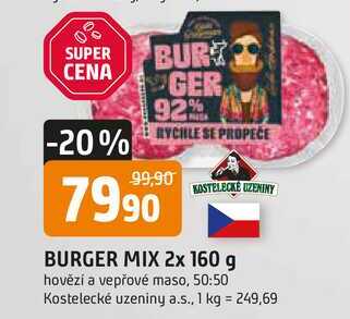 BURGER MIX 2x 160 g hovězí a vepřové maso