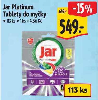Jar Platinum Tablety do myčky, 113 ks