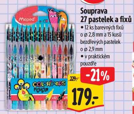 Souprava 27 pastelek a fixů