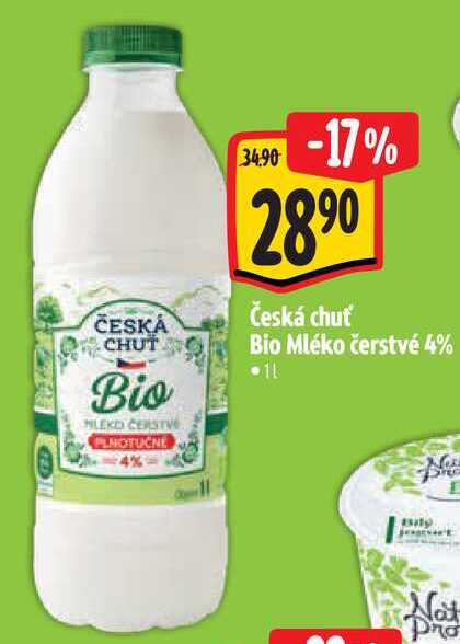 Česká chuť Bio Mléko čerstvé 4%, 1l