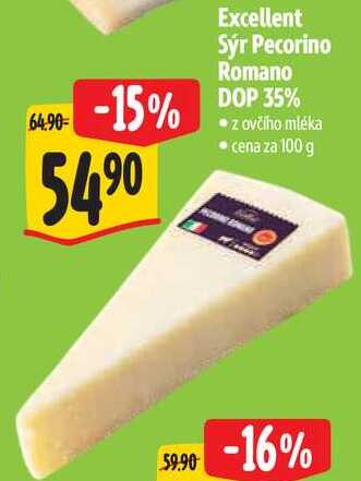 Excellent Sýr Pecorino Romano DOP 35%, cena za 100 g