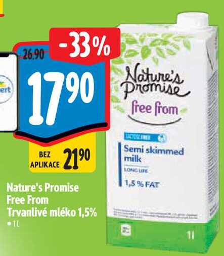 Nature's Promise Free From Trvanlivé mléko 1,5%, 1 l