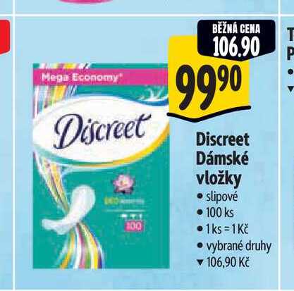 Discreet Dámské vložky slipové 100 ks