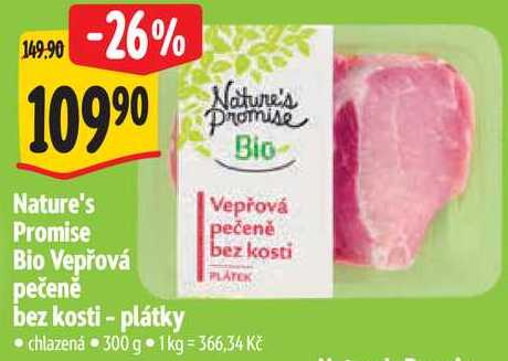 Nature's Promise Bio Vepřová pečeně bez kosti - plátky, 300 g 