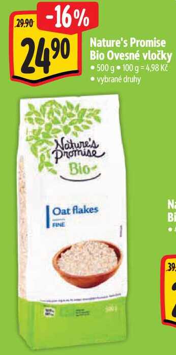 Nature's Promise Bio Ovesné vločky, 500 g 