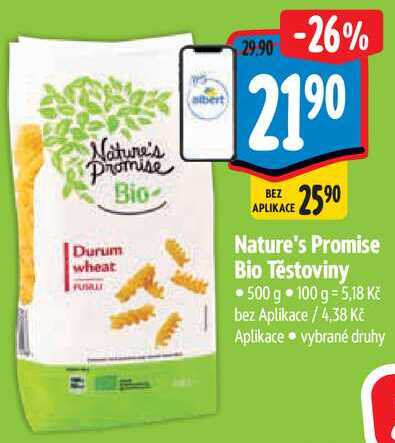 Nature's Promise Bio Těstoviny, 500 g 