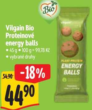 Vilgain Bio Proteinové energy balls, 45 g