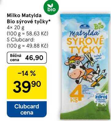 Milko Matylda Bio sýrové tyčky, 4× 20 g 