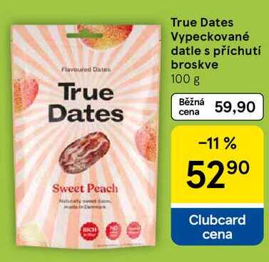 True Dates Vypeckované datle s příchutí broskve, 100 g
