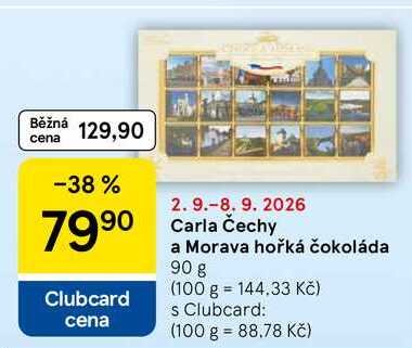 Carla Čechy a Morava hořká čokoláda, 90 g