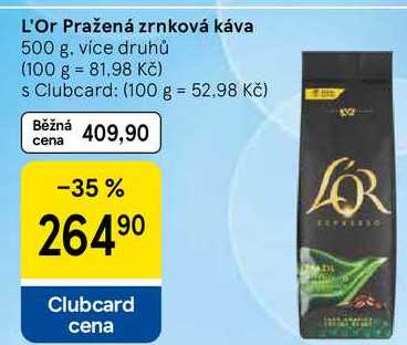 L'Or Pražená zrnková káva, 500 g
