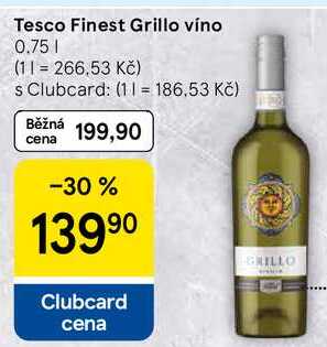 Tesco Finest Grillo víno, 0.75 l