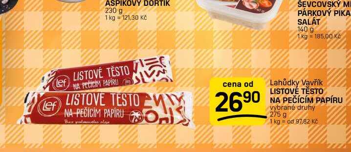 LISTOVÉ TĚSTO NA PEČÍCÍM PAPÍRU vybrané druhy 275 g