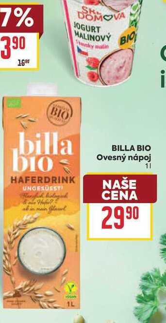 BILLA BIO Ovesný nápoj 1l
