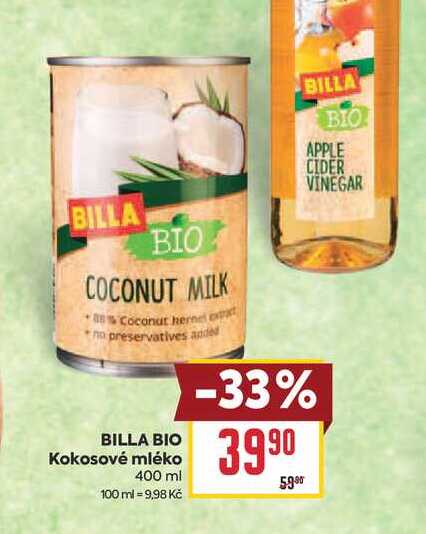 BILLA BIO Kokosové mléko 400 ml