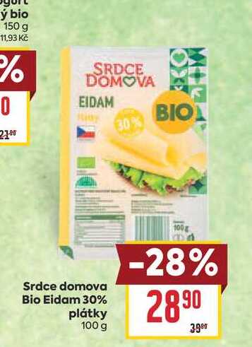 Srdce domova Bio Eidam 30% plátky 100 g