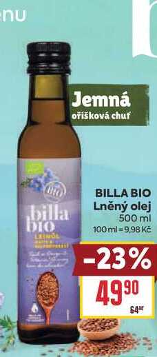BILLA BIO Lněný olej 500 ml