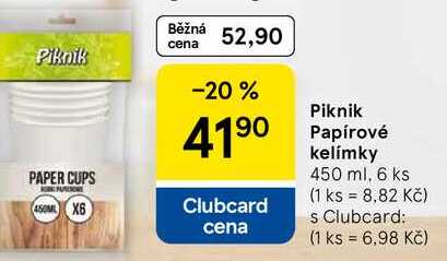 Piknik papírové kelímky, 450 ml, 6 ks 