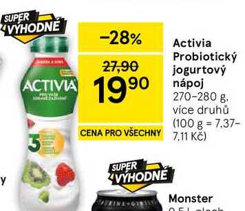 Activia Probiotický jogurtový nápoj, 28 270-280 g