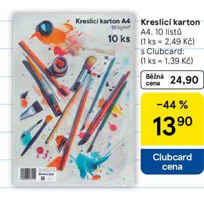 Kreslici karton 180g/m² A4, 10 listů
