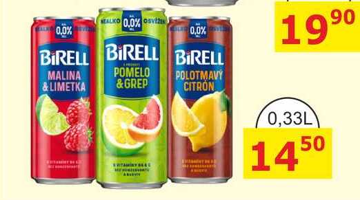 Birell ochucený 330ml, vybrané druhy plechovka