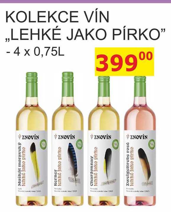 ZNOVÍN ZNOJMO KOLEKCE VÍN ,,LEHKÉ JAKO PÍRKO" - 4 x 0,75L