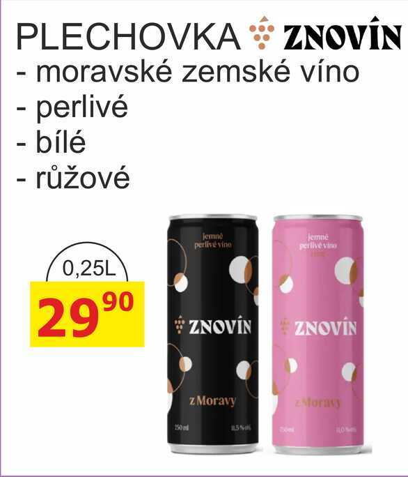 PLECHOVKA ZNOVÍN - moravské zemské víno - perlivé - bílé - růžové 0,25L