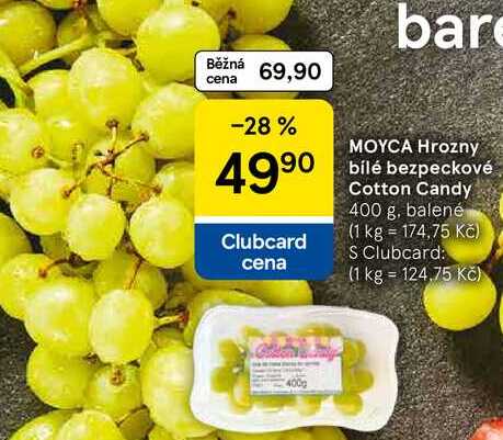 MOYCA Hrozny bílé bezpeckové Cotton Candy, 400 g, balené