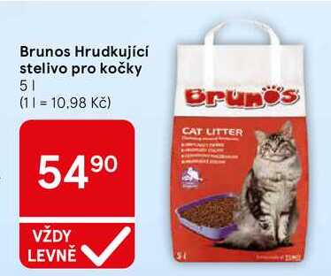 Brunos Hrudkující stelivo pro kočky, 5 l