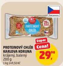 PROTEINOVÝ CHLEB KARLOVA KORUNA krájený, balený, 200g