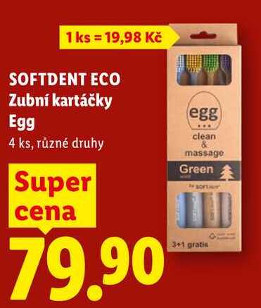 SOFTDENT ECO Zubní kartáčky Egg, 4 ks