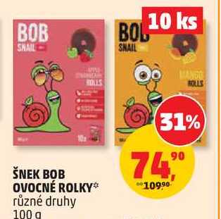 BOB snail OVOCNÉ ROLKY, 100 g