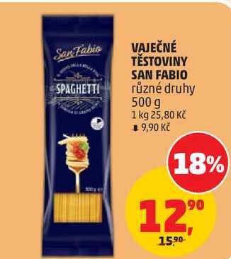 VAJEČNÉ TĚSTOVINY SAN FABIO různé druhy, 500 g