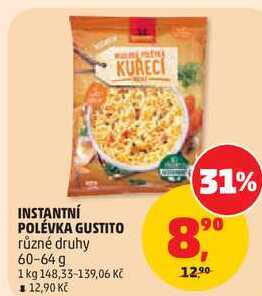 INSTANTNÍ POLÉVKA GUSTITO různé druhy, 60-64 g