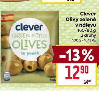 Clever Olivy zelené v nálevu 160/80 g
