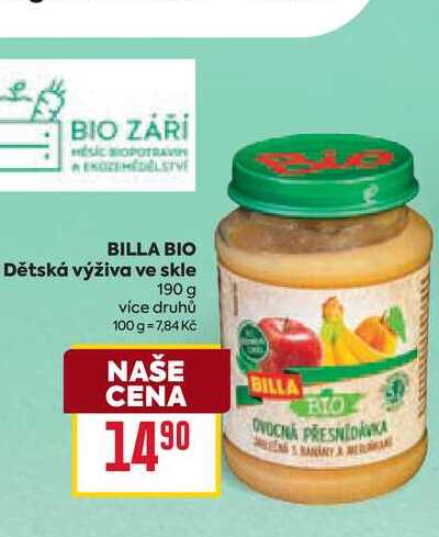 BILLA BIO Dětská výživa ve skle 190 g