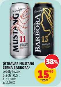 OSTRAVAR MUSTANG ČERNÁ BARBORA světlý ležák plech, 0,5 l