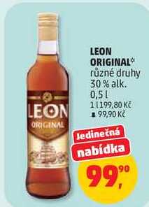 LEON ORIGINAL různé druhy 30% alk., 0,5 l