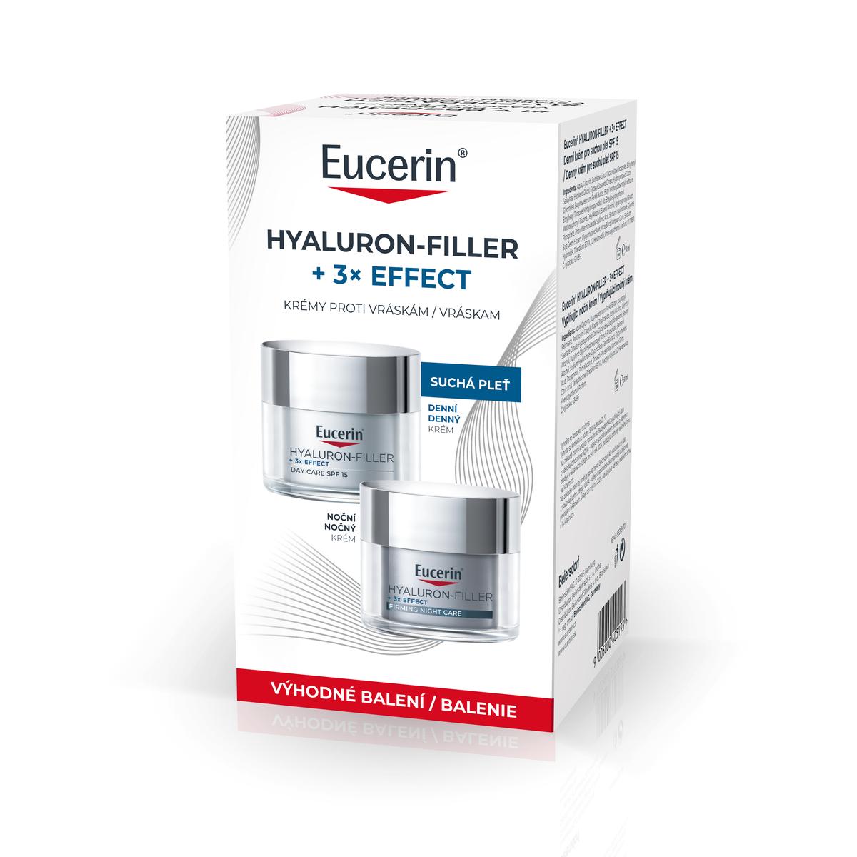 Eucerin Hyaluron-Filler+3xEffect denní+noční krém 2x50ml PROMO 2026